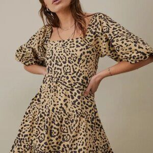 FAITHFULL THE BRAND Sz 2 XS ERYN MINI DRESS IN SHAMARI ANIMAL PRINT